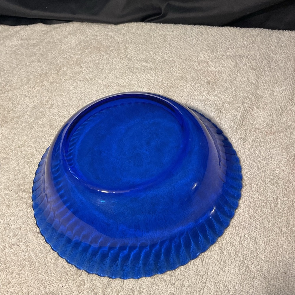 Colorex Elegant Blue Glass Serving Bowl made in Brazil Sz 9'